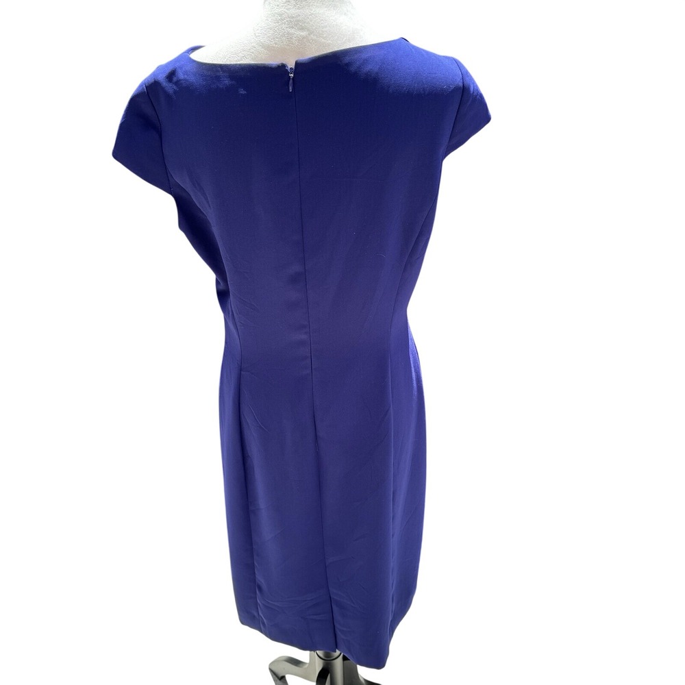 TAHARI. Blue Shift Dress. Envelope Collar. S 10. Cap sleeves. Midi. Fully Lined. - Picture 7 of 12